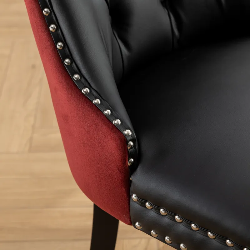Nikki - Modern, High-End Tufted Solid Wood Contemporary PU And Velvet Upholstered Dining Chair With 