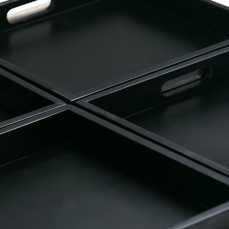 Avalon - Square Coffee Table Storage Ottoman - Midnight Black
