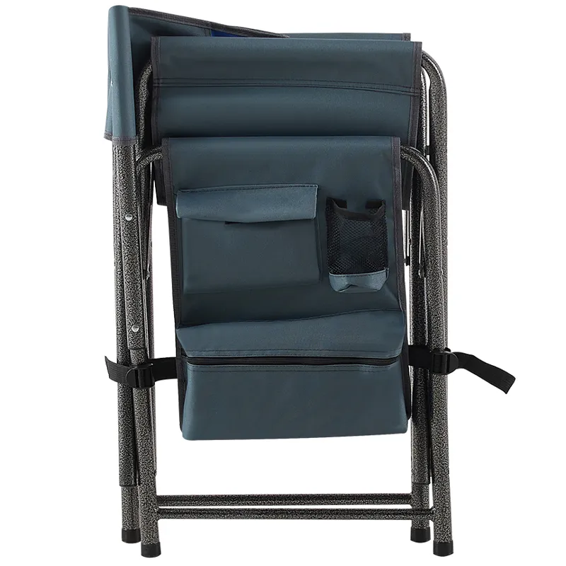 Padded Folding Outdoor Chairs With Storage Pockets (Set of 2), Lightweight Oversized Directors Chair