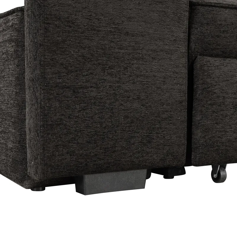 Modern L-Shape 3 Seat Reversible Sectional Couch, Pull Out Sleeper Sofa With Storage Chaise And 2 St
