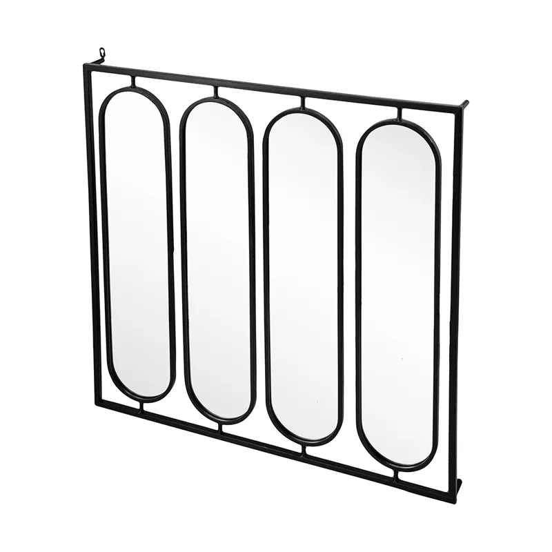 Large Four Oval Wall Mirror With Square Frame, Home Decor For Living Room, Bedroom, Entryway, Office