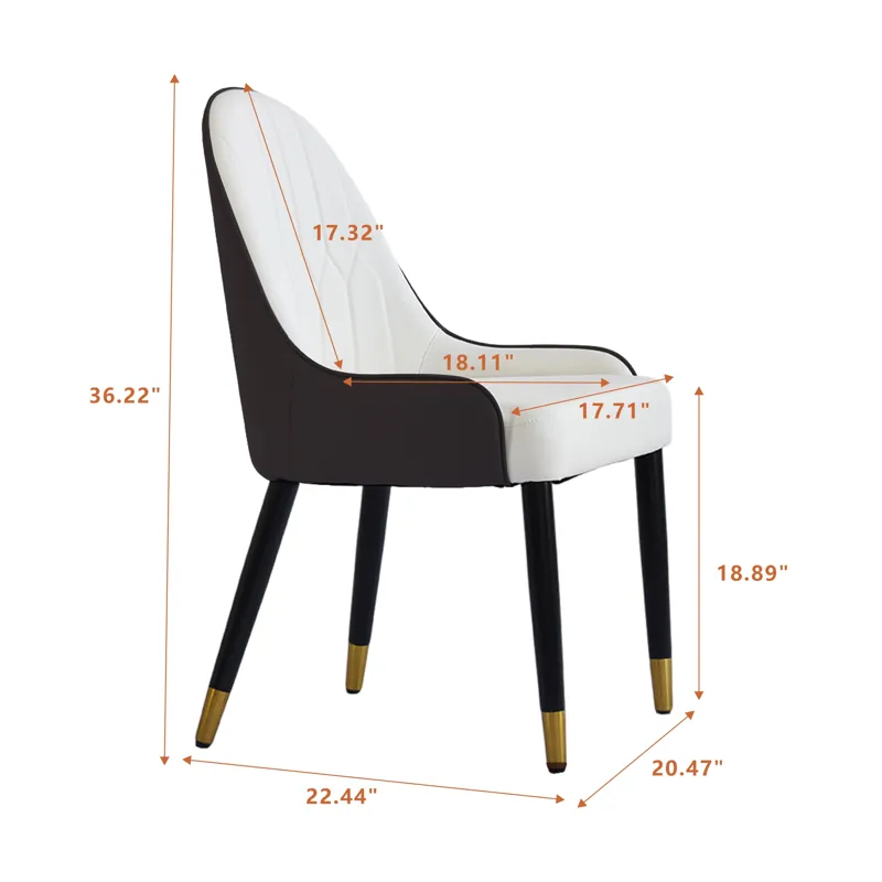 Modern PU Sponge-Filled Dining Chair, Solid Wood Metal Legs, Suitable For Restaurants, Living Rooms 