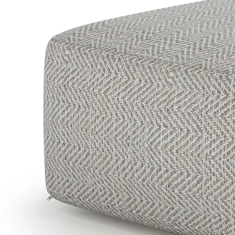 Nate - Square Pouf - Patterned Grey Melange