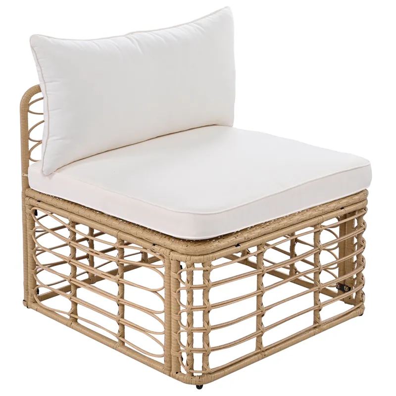 7 Pieces Outdoor Patio Furniture, All-Weather Rattan Sectional Sofa Set With Thick Cushions And Pill