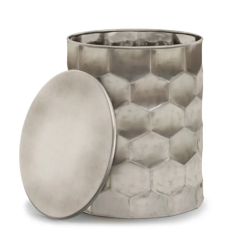 Whitney - Metal Storage Side Table - Antique Silver