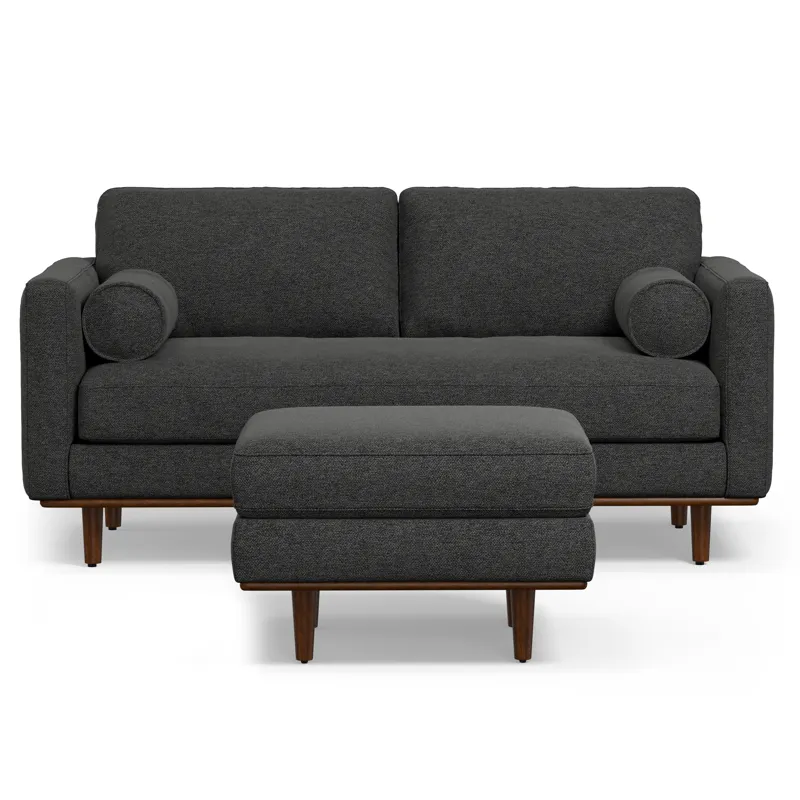 Morrison - 72\" Sofa and Ottoman Set - Charcoal Gray