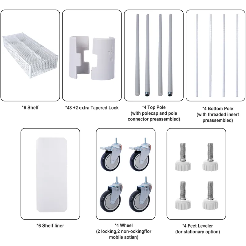 20\" 6 Tier 6000Lbs Capacity Nsf Metal Shelf Wire Shelving Unit, Heavy Duty Adjustable Storage Rack 