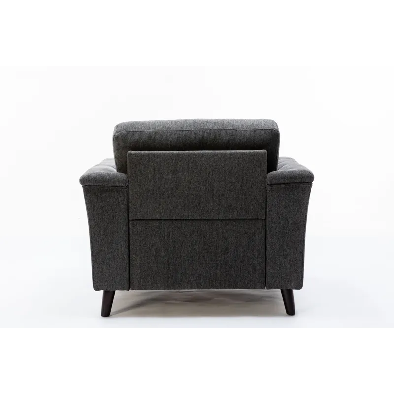 Stanton - Linen Chair With Tufted Arms - Dark Gray