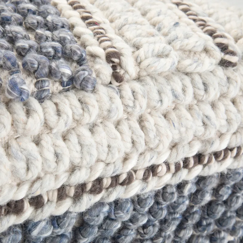 Grady - Square Pouf - Blue / Natural