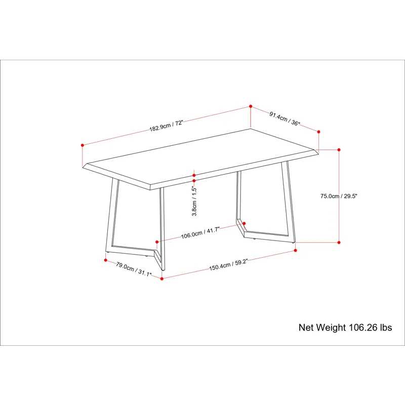 Watkins - Dining Table with Inverted Metal Base - Light Brown