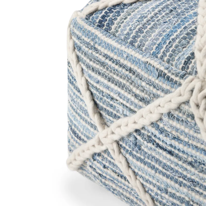 Cowan - Square Pouf - Blue / Natural