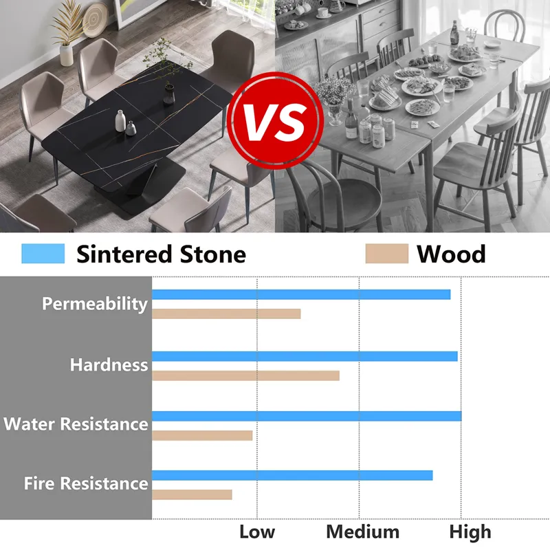 63\" Artificial Stone Black Curved Black Metal Leg Dining Table - Black