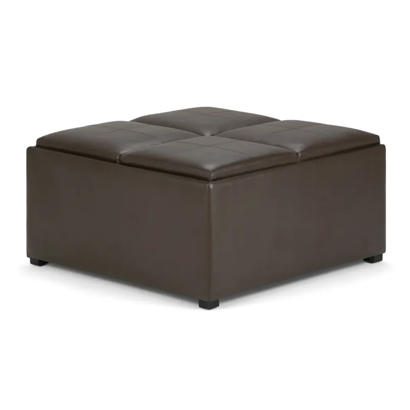 Avalon - Square Coffee Table Storage Ottoman - Chocolate Brown