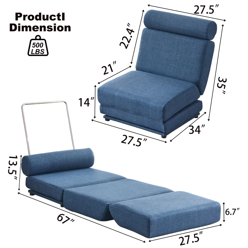Single Sofa Chair Foldable Single Sofa Bed With Pillow, Portable Foldable Sofa Bed, Leisure Sofa Cha
