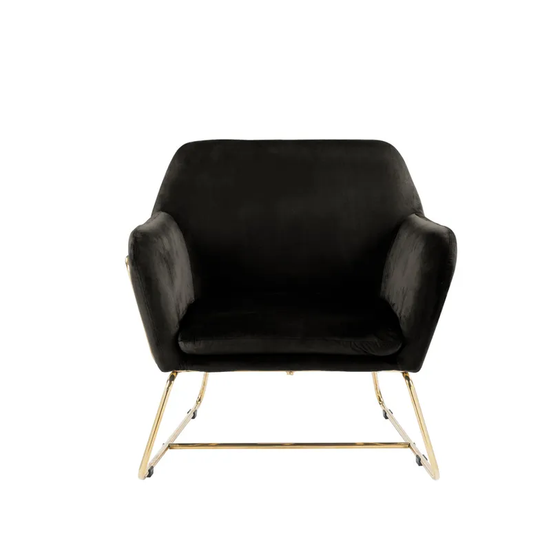Keira - Velvet Accent Chair With Metal Base - Black