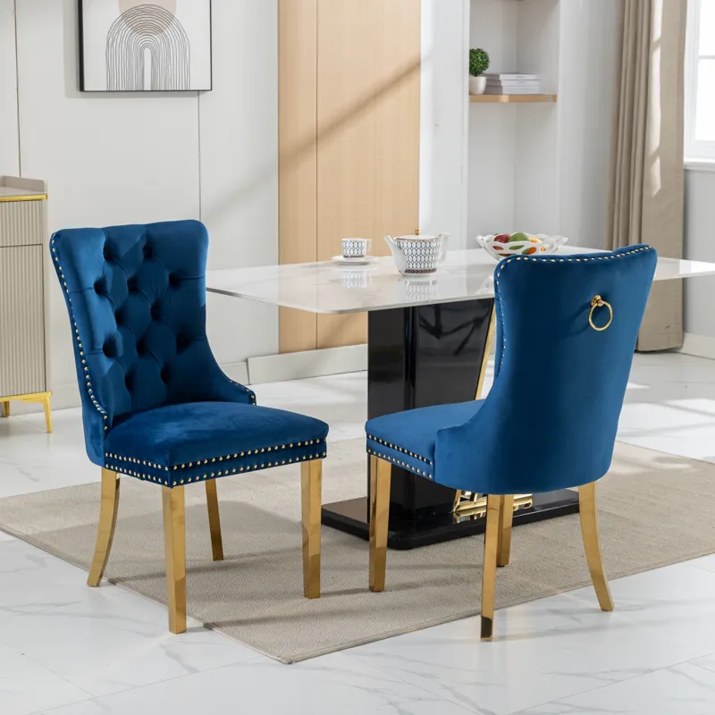Nikki - Modern, High-End Tufted Solid Wood Contemporary Velvet Upholstered Dining Chair With Golden 