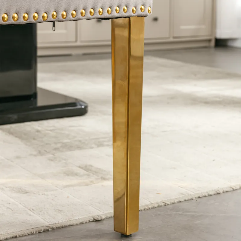 Nikki - Modern, High-End Tufted Solid Wood Contemporary Velvet Upholstered Dining Chair With Golden 