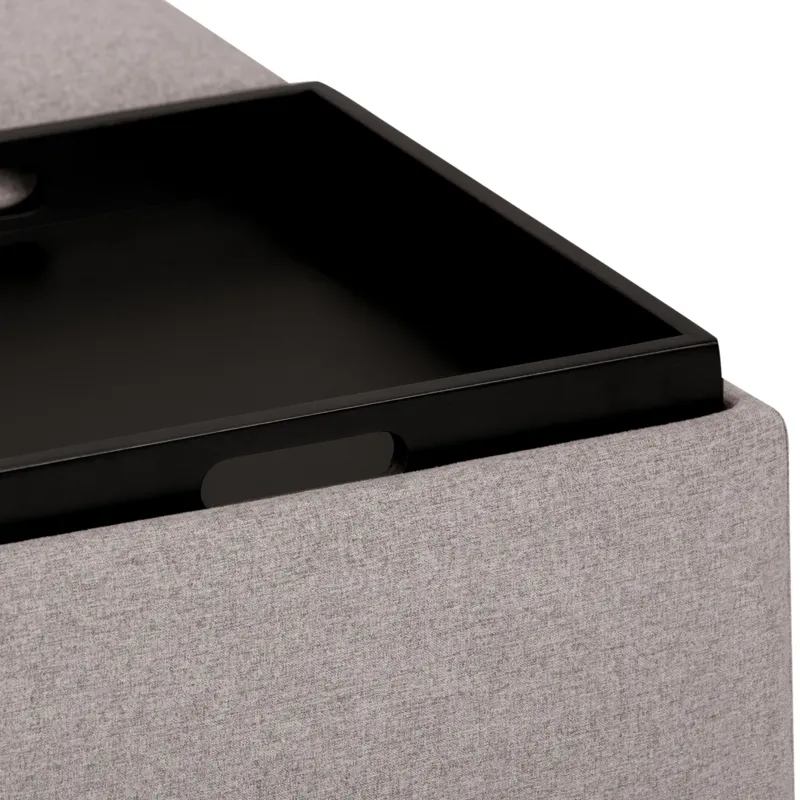 Avalon - Square Coffee Table Storage Ottoman - Cloud Grey