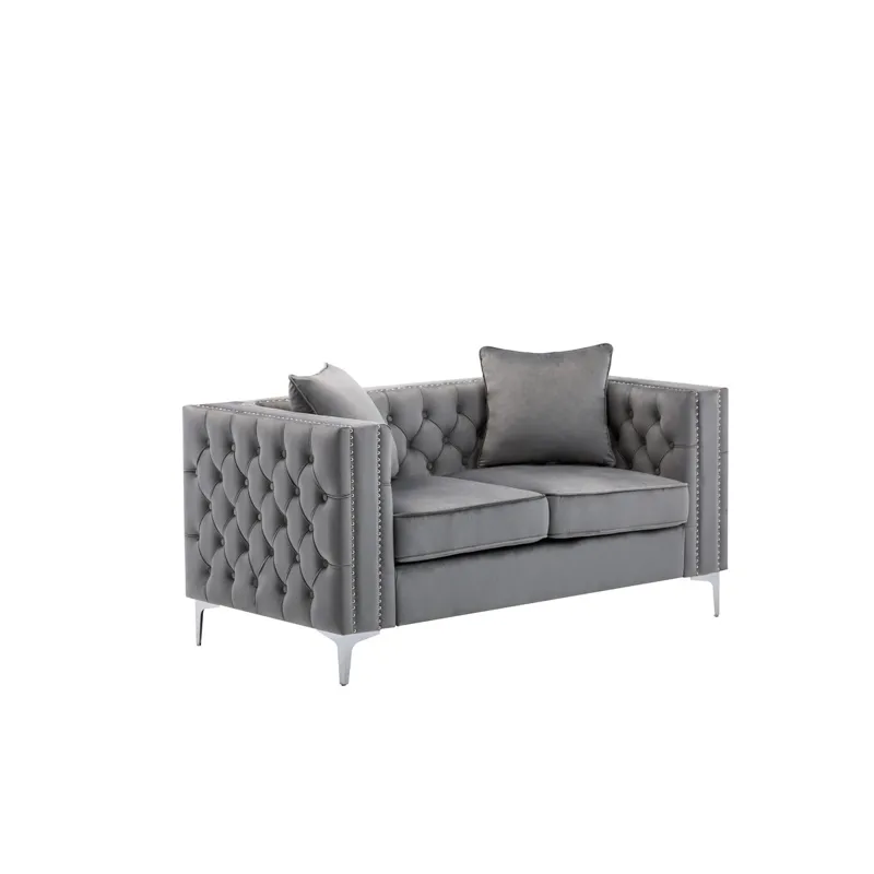 Lorreto - Velvet Loveseat - Gray