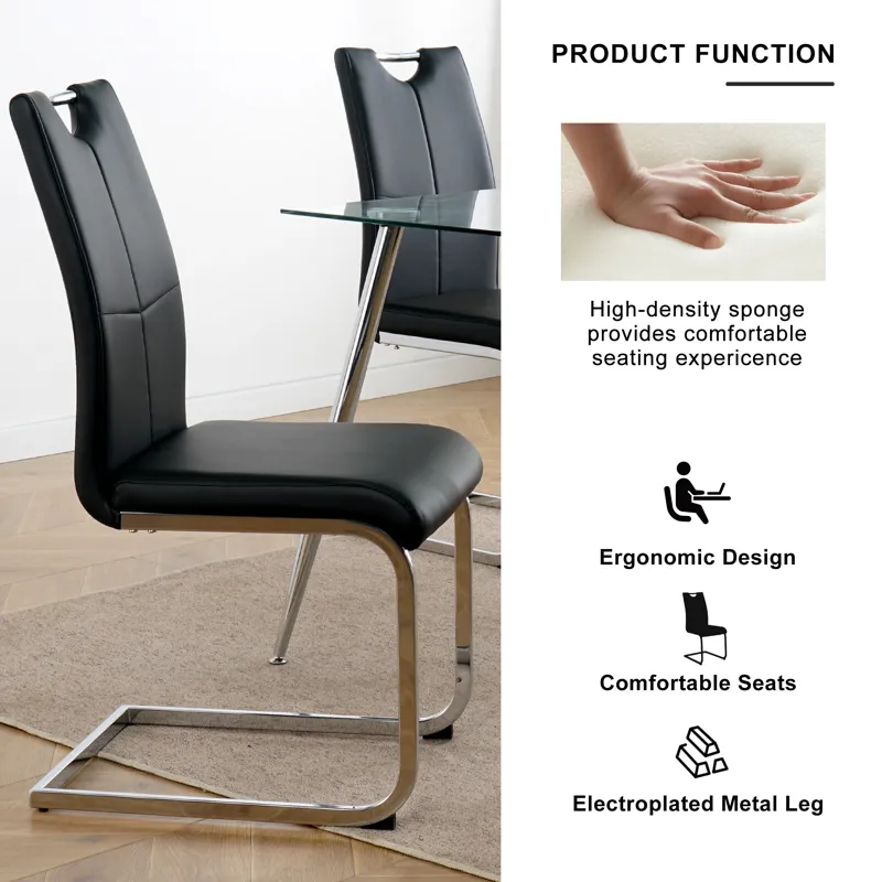 Modern Dining Chairs With Faux Leather Padded Seat Dining Living Room Chairs Upholstered Chair With 