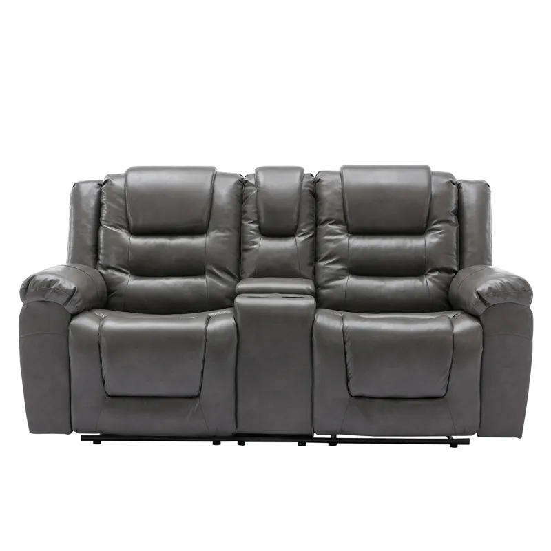 2 Seater Home Theater Recliner Manual Recliner Chair With A Storage Box And Two Cup Holders For Livi