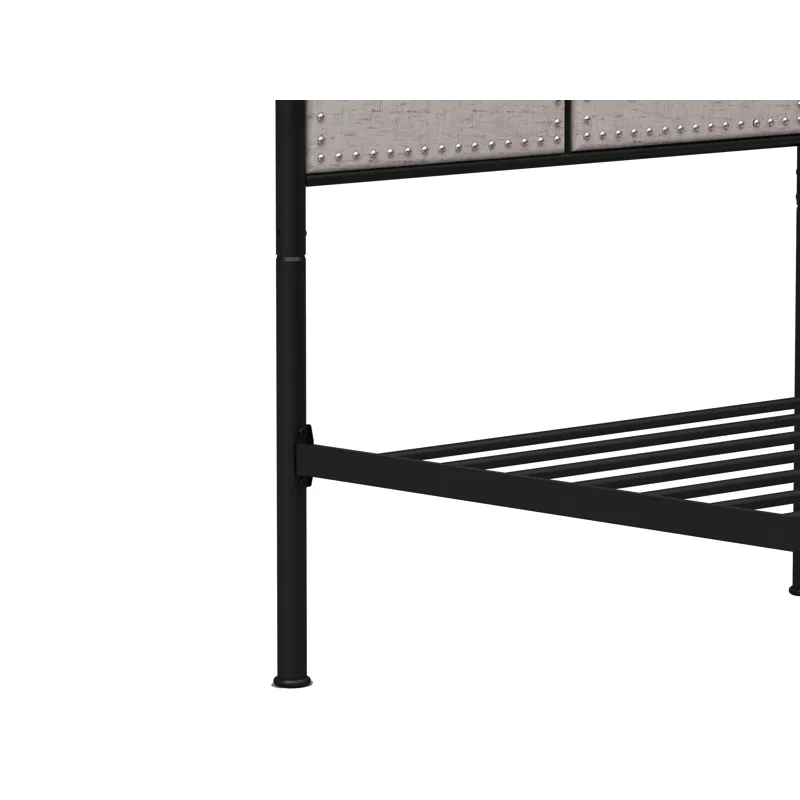 Twin Size Linen Upholstered Platform Metal Bed Frame With Fabric Headboard And Footboard - Brown