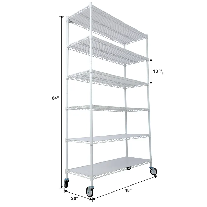 20\" 6 Tier 6000Lbs Capacity Nsf Metal Shelf Wire Shelving Unit, Heavy Duty Adjustable Storage Rack 