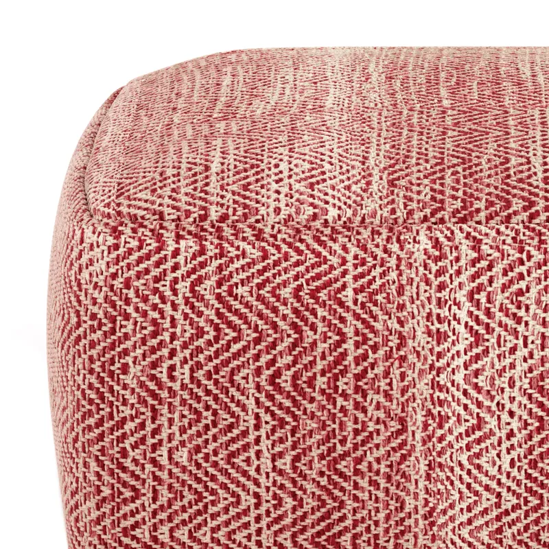 Nate - Square Pouf - Patterned Maroon Melange