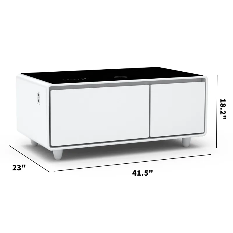 Modern Smart Coffee Table With Built-In Fridge, Bluetooth Speaker, Wireless Charging, Touch Control 