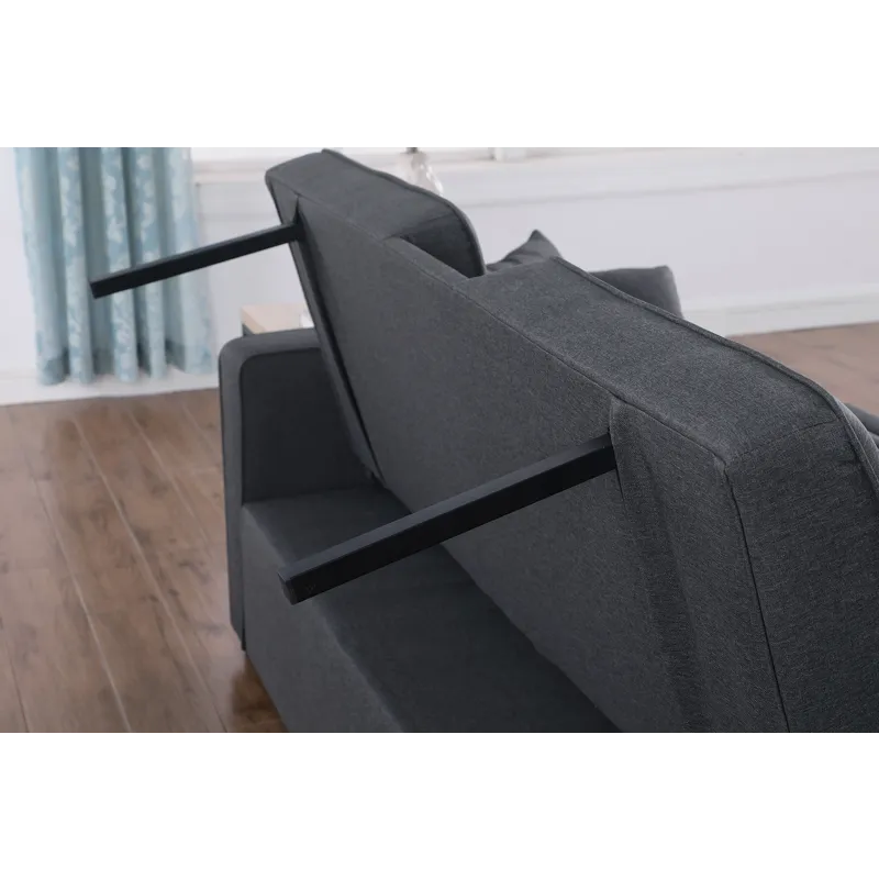 Cody II - 69.5\"W Dark Gray Linen Convertible Sleeper Loveseat With Cup Holder, Charging Ports and P