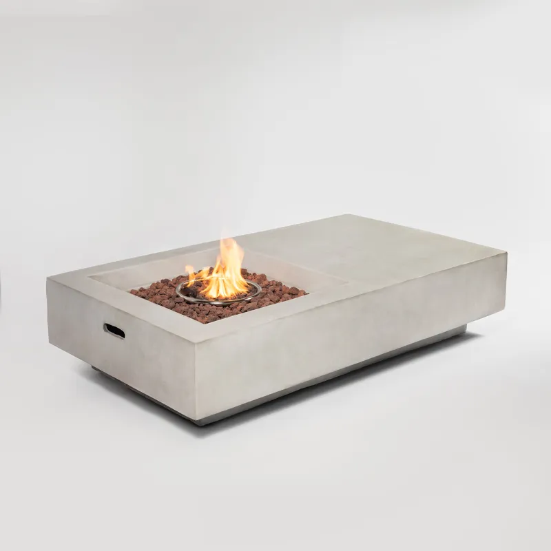 60\" Concrete Fire Pit Table - Light Gray