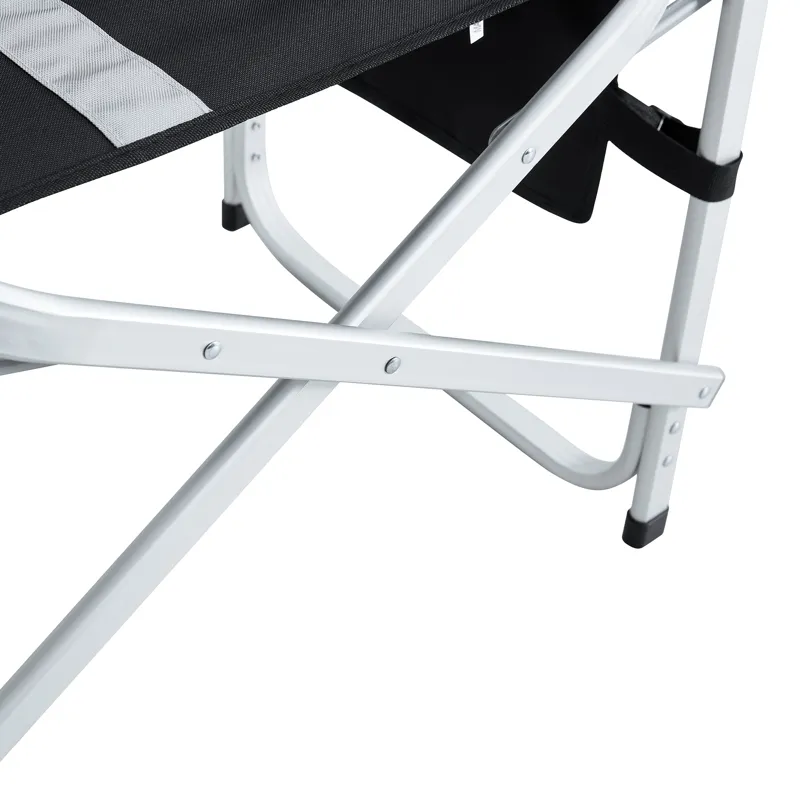 Padded Folding Outdoor Chair With Side Table And Storage Pockets, Lightweight Oversized Directors Ch