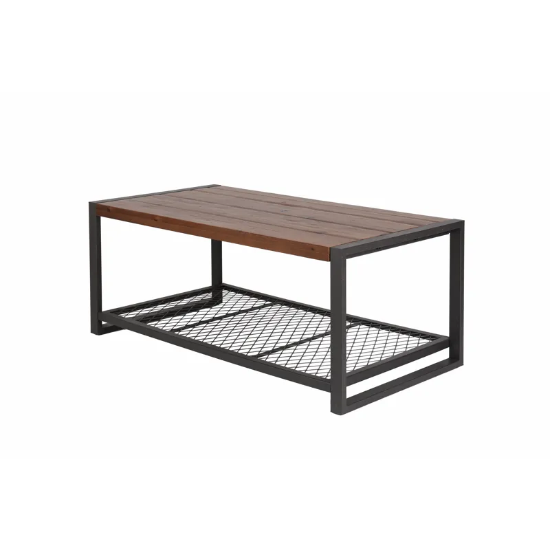 Console Coffee Table With Reclaimed Wood Finish, For Living Room - Natural
