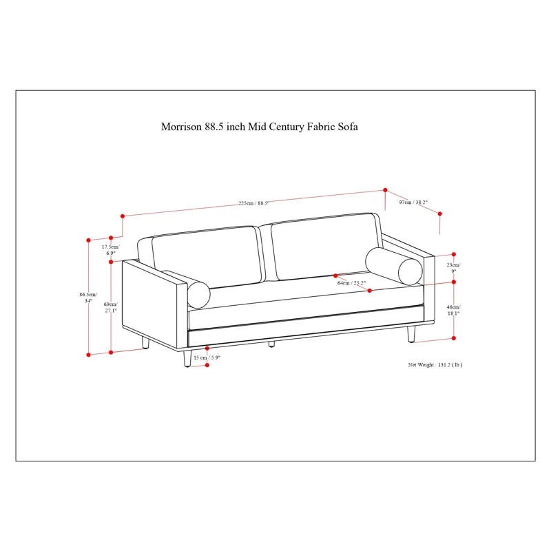 Morrison - 89\" Sofa - Mist Grey