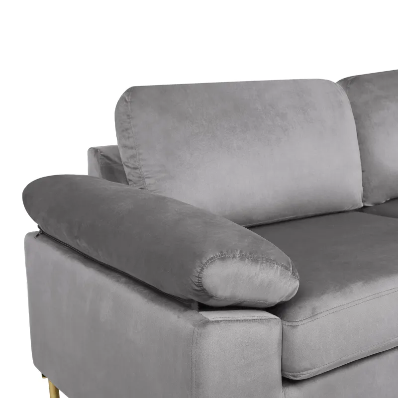 Shannon - Velvet Sectional Sofa With Chaise - Gray