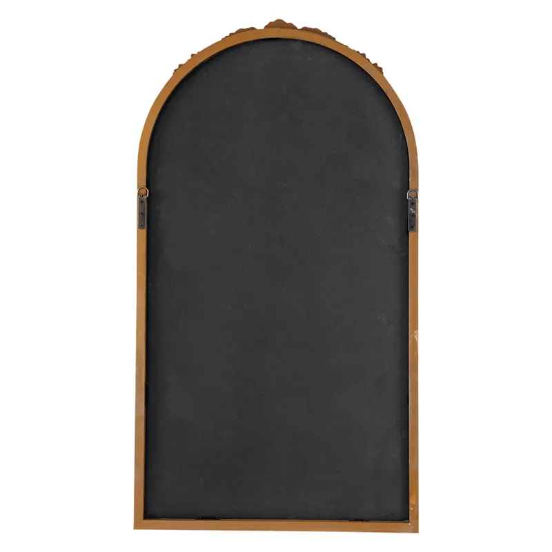 Elos Hand Carved Rose Antique Mirror Frame, Wood Arch Mirror Wall Decor For Living Room, Bathroom, E