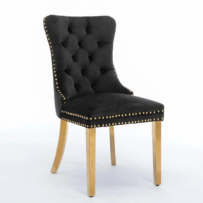 Nikki - Modern, High-End Tufted Solid Wood Contemporary Velvet Upholstered Dining Chair With Golden 