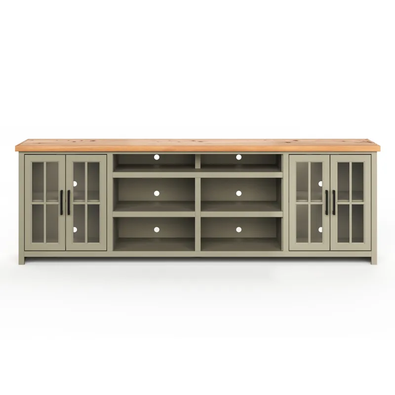Vineyard - 96\" TV Stand - Sage Green / Fruitwood
