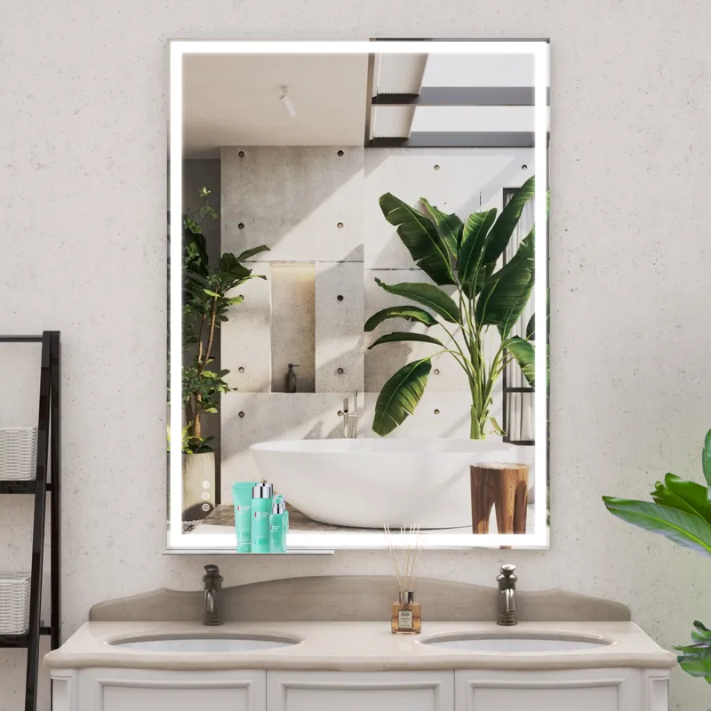 LED Bathroom Vanity Mirror Wall Mounted, Adjustable White / Warm / Natural Lights Anti-Fog Touch Swi
