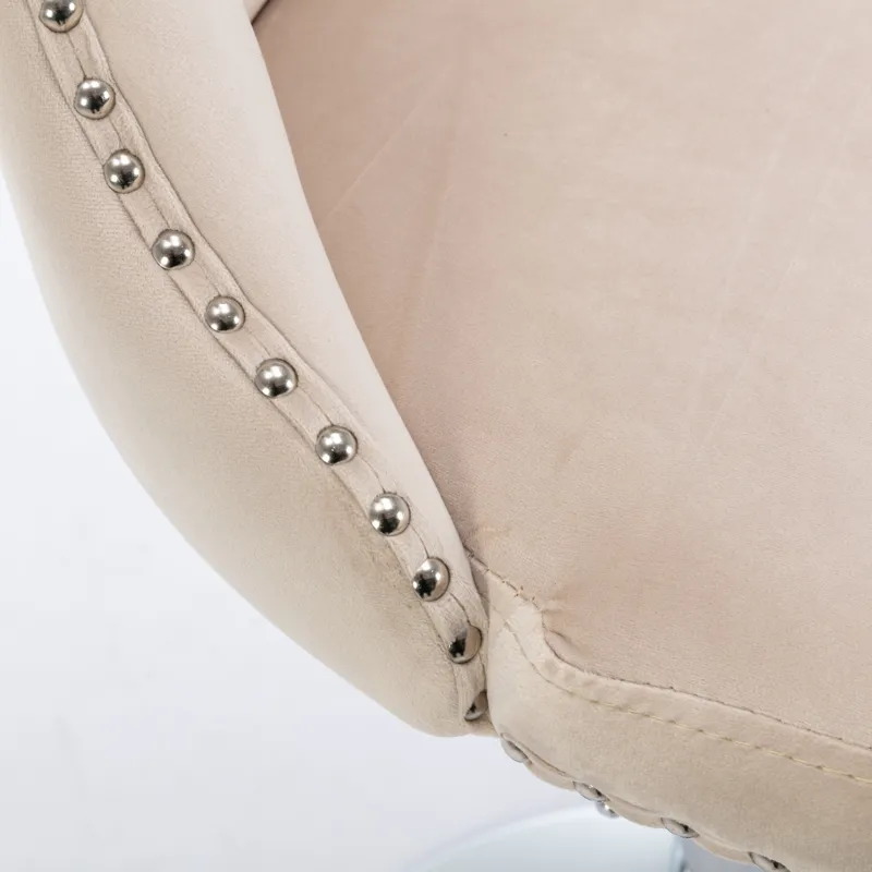 Swivel Velvet Barstools Adjusatble Seat Height From 25-33\", Modern Upholstered Chrome Base Bar Stoo