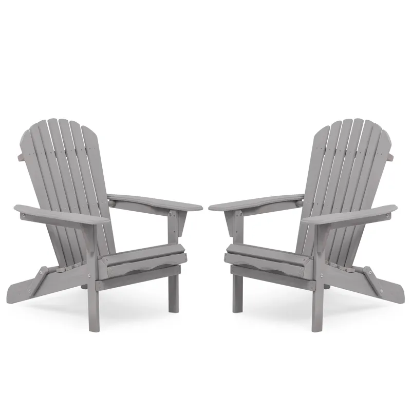 Wood Lounge Patio Chair For Garden Outdoor Wooden Folding Adirondack Chair (Set of 2) Solid Cedar Wo
