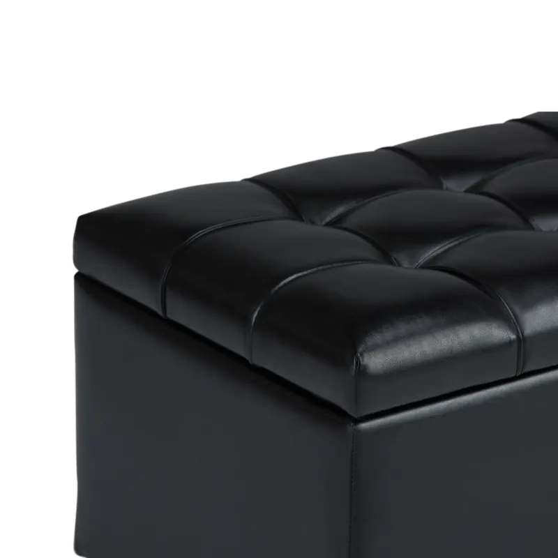 Sienna - Storage Ottoman Bench - Midnight Black