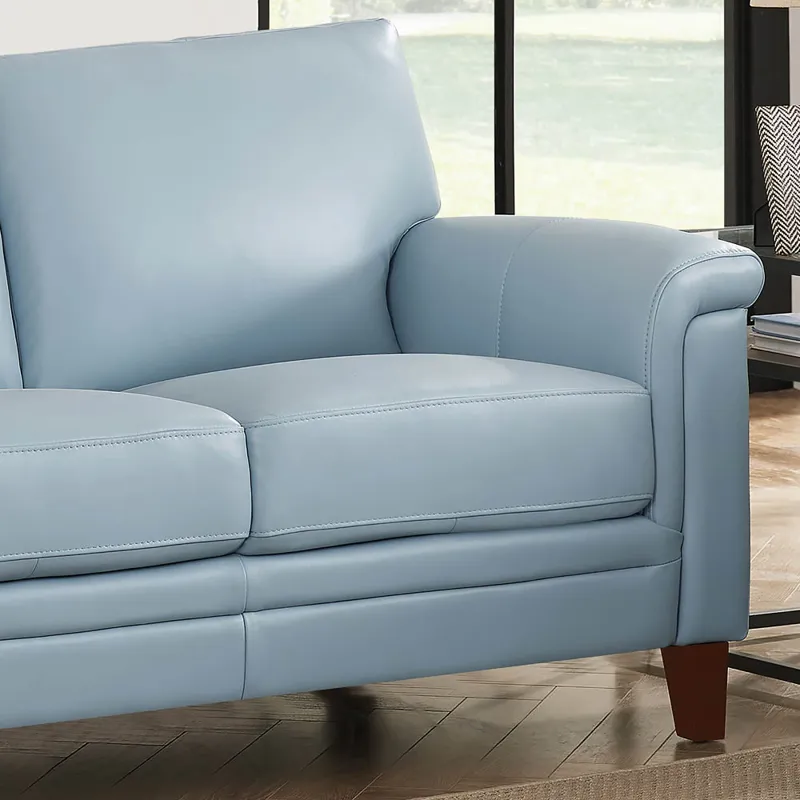 Westcott - Leather Loveseat - Blue
