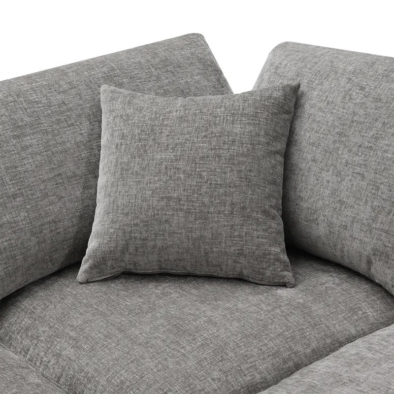Modern Modular Cloud Sofa Bed, 6 Seat Chenille Sectional Couch Set With Ottoman, Free Combination, C