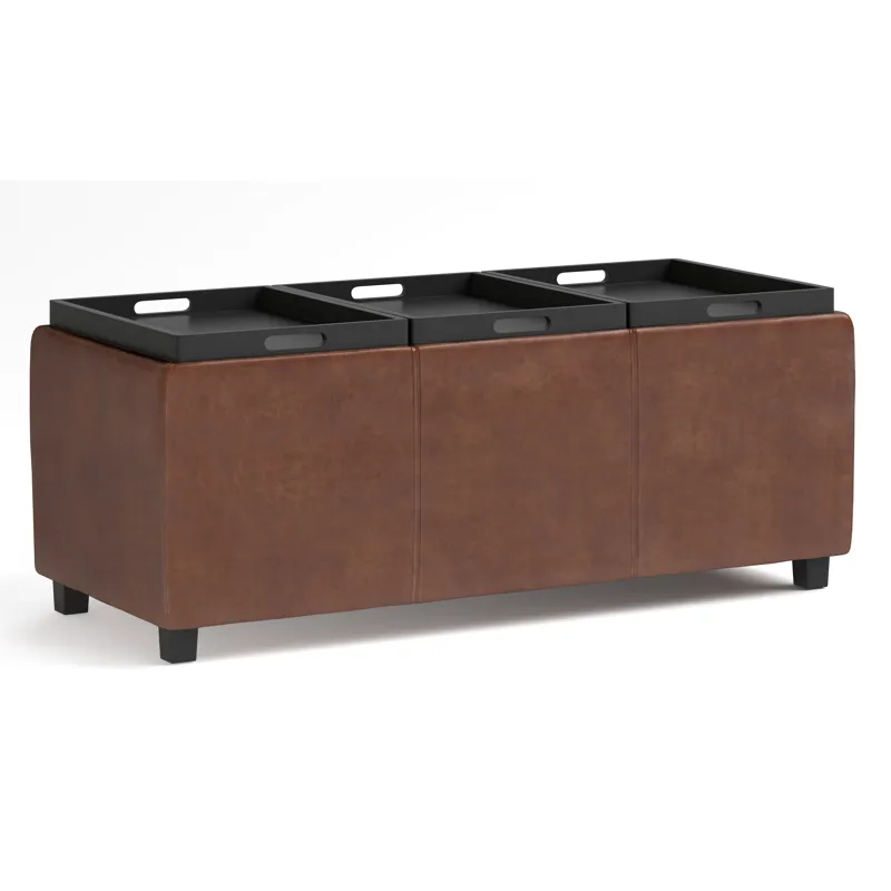 Avalon - Storage Ottoman - Distressed Saddle Brown