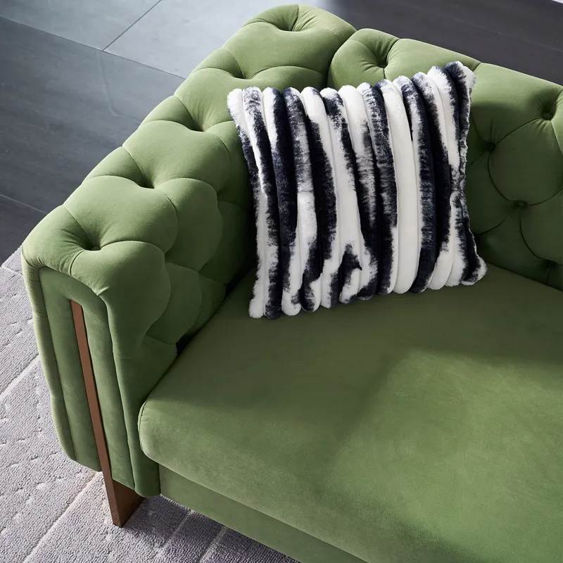 Chesterfield - Modern Tufted Velvet Living Room Sofa, 84.25\'\'W Couch - Mint Green