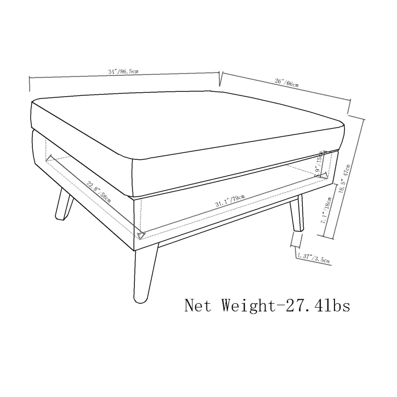 Owen - Coffee Table Storage Ottoman - Ebony