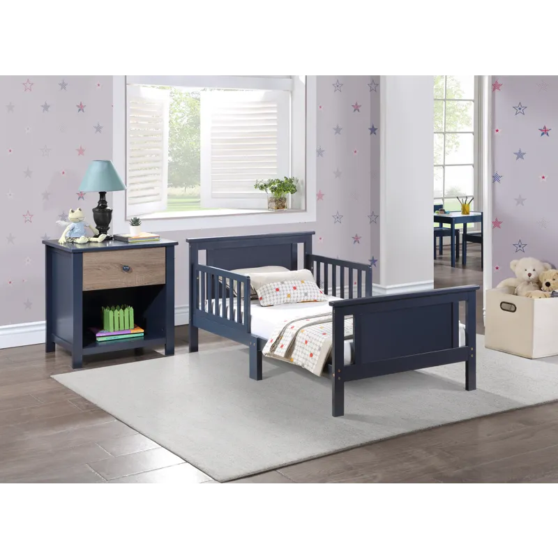 Connelly - Reversible Panel Toddler Bed - Midnight Blue/Vintage Walnut