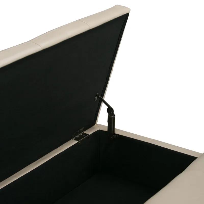 Dover - Square Coffee Table Storage Ottoman - Satin Cream