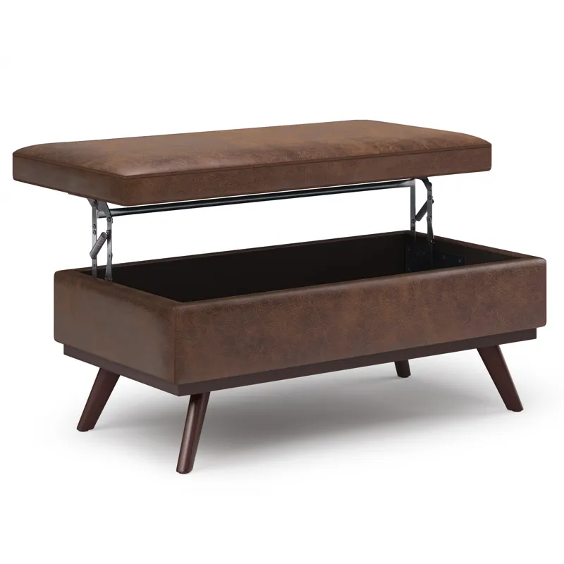 Owen - Lift Top Large Coffee Table Storage Ottoman - Distressed Chestnut Brown